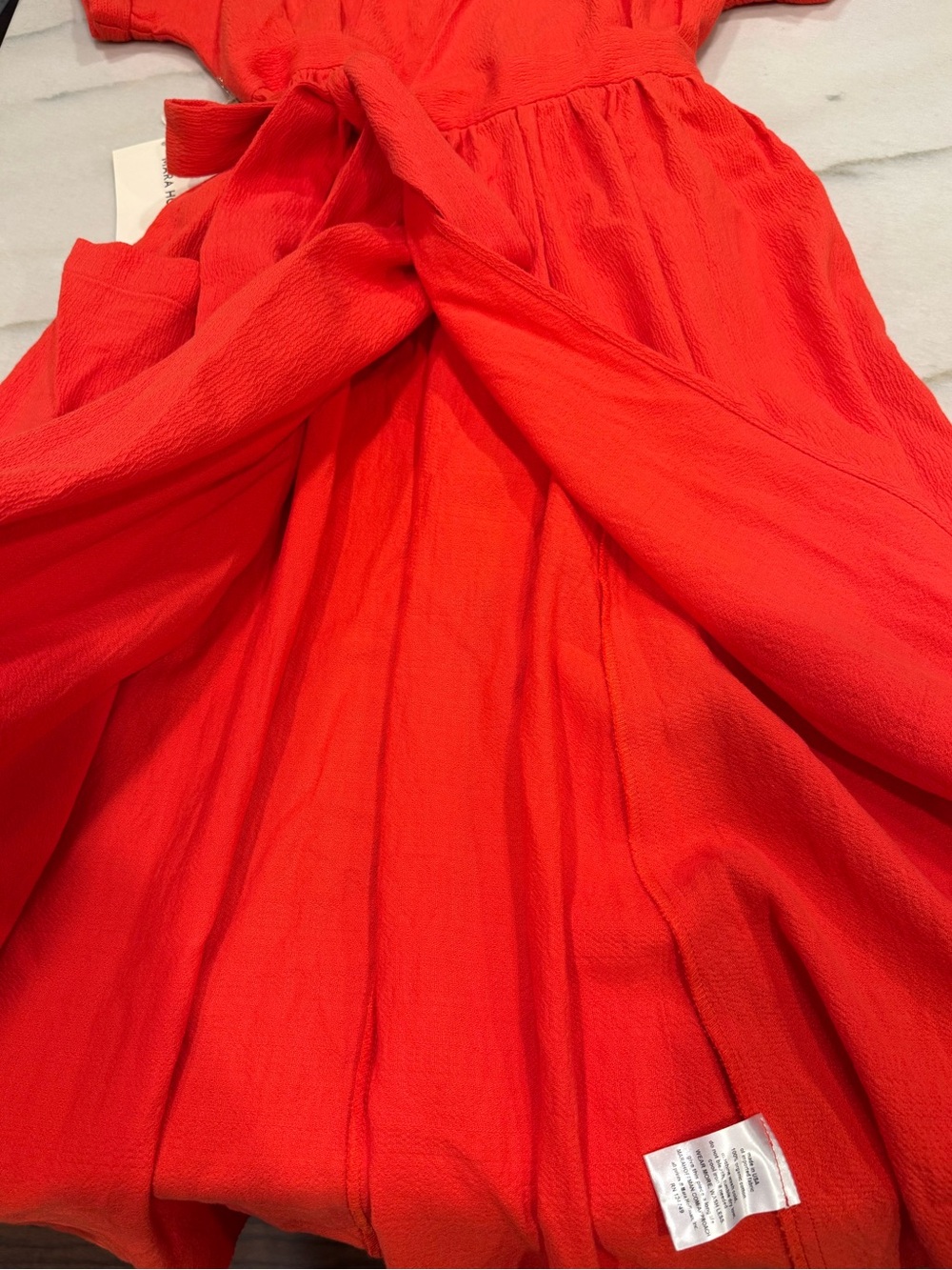 Mara Hoffman Dress Size Medium Red Ingrid Maxi Wrap Belted Made USA Organic - Picture 8 of 10